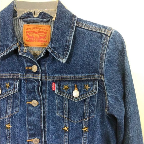Levi's Original TruckerJean Denim Star Studded Jacket Button Front Classic - Picture 6 of 12